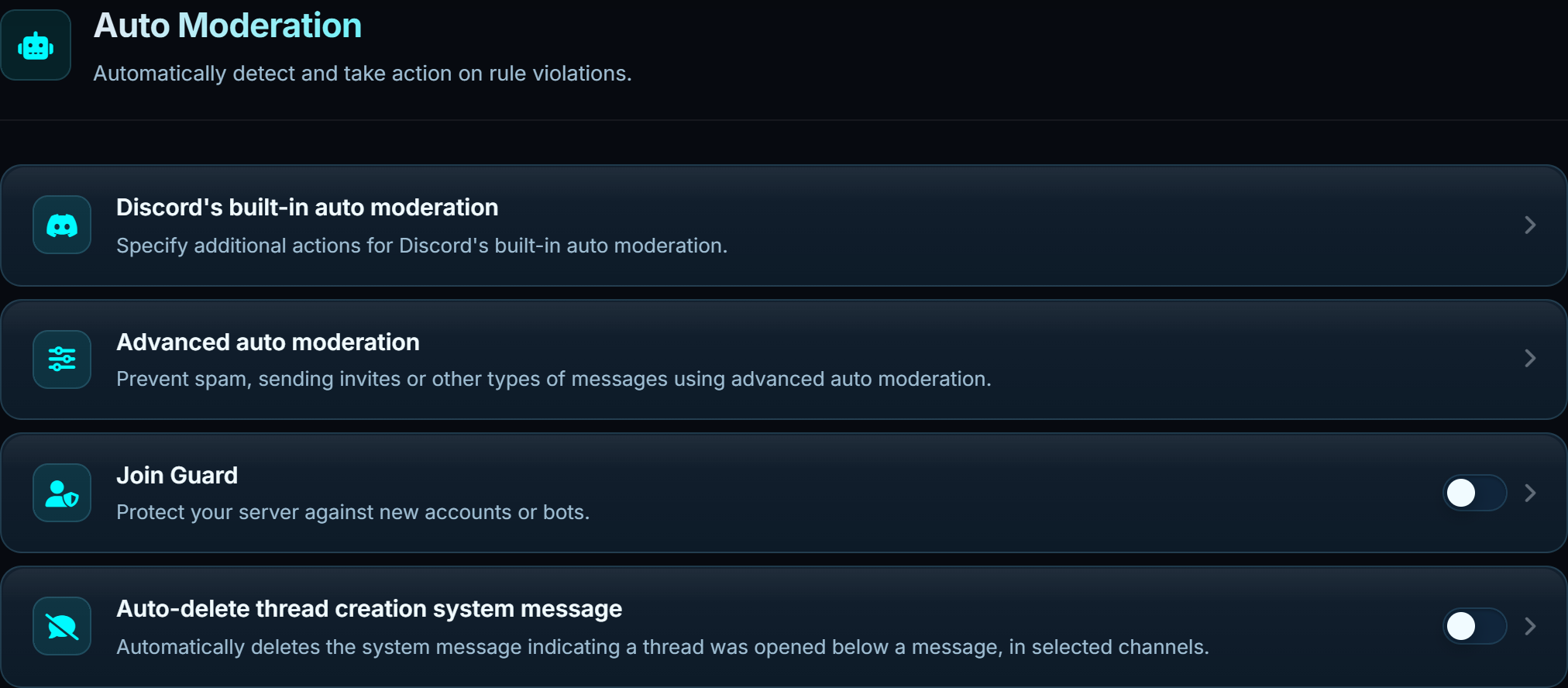 The automod page