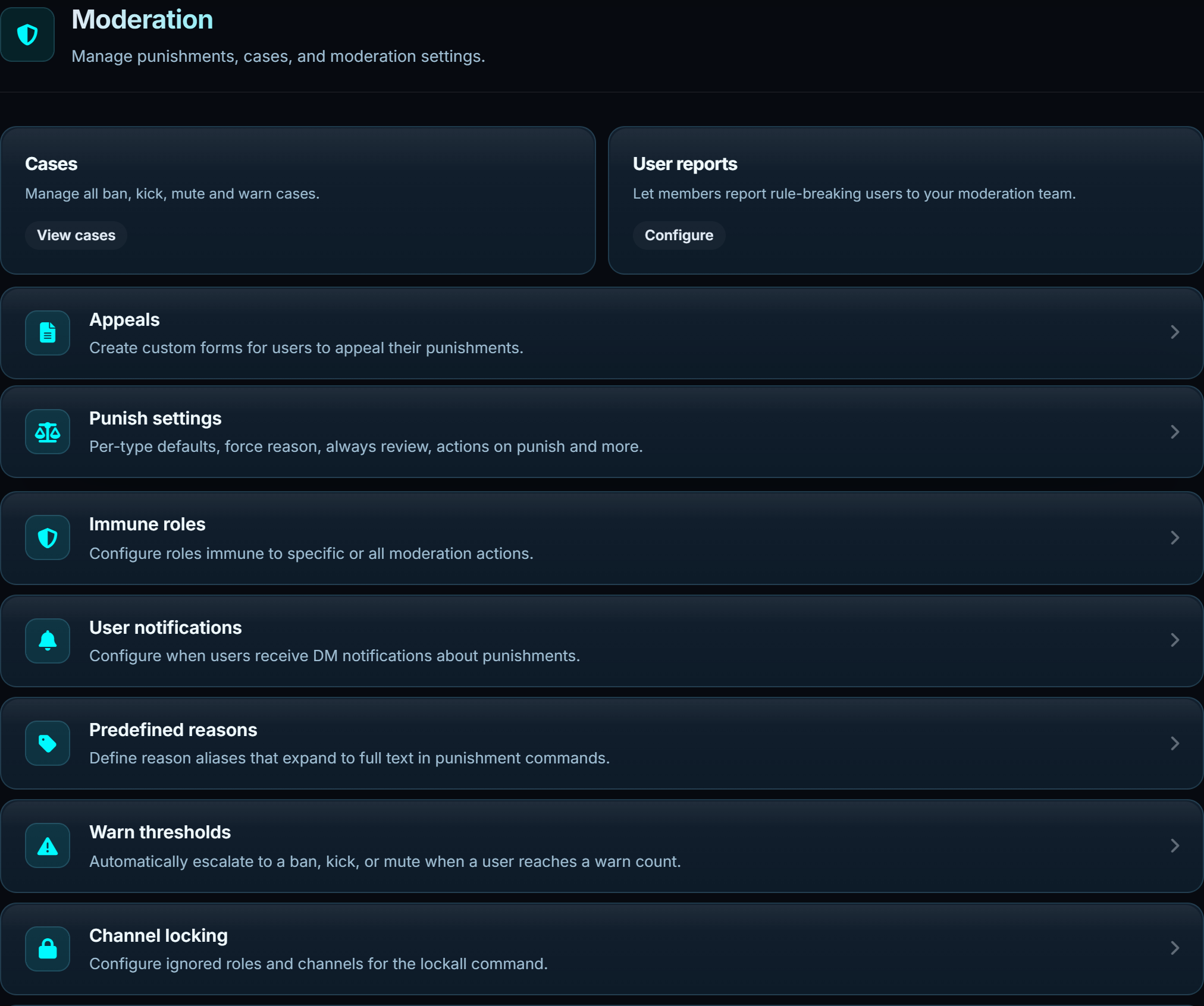The moderation page